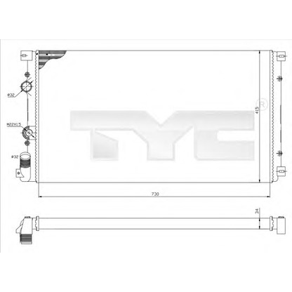 Foto Radiador, refrigeración del motor TYC 7250030