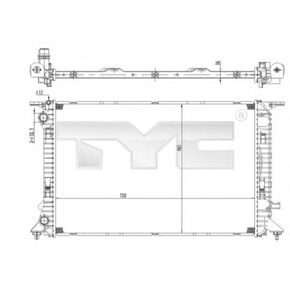 Foto Radiador, refrigeración del motor TYC 7020036