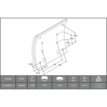 Photo Brake Lining Kit, drum brake FERODO K194870F3664