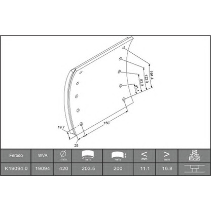 Photo Brake Lining Kit, drum brake FERODO K190940PTG