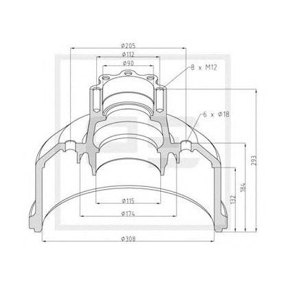 Foto Tambor de freno PE Automotive 01645800A