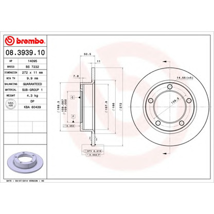 Foto Disco de freno BREMBO 08393910