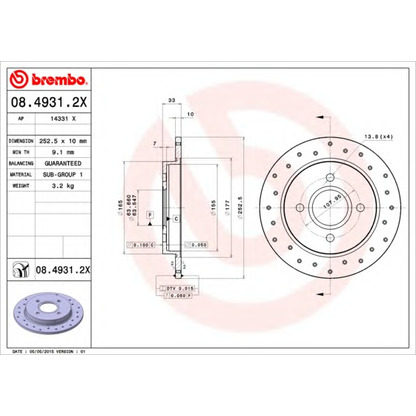 Photo Brake Disc BREMBO 0849312X