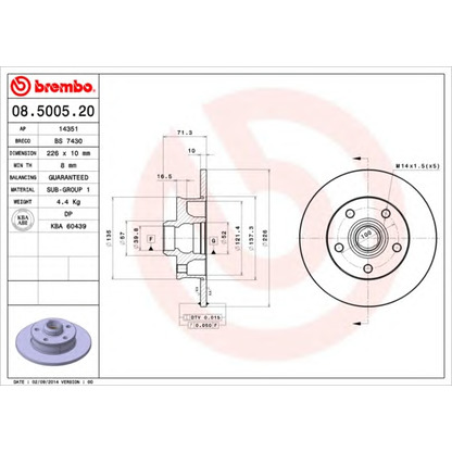 Foto Disco  freno BREMBO 08500520