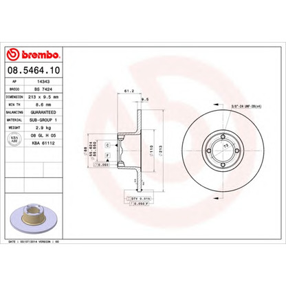 Photo Disque de frein BREMBO 08546410