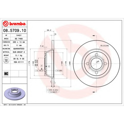 Фото Тормозной диск BREMBO 08570910