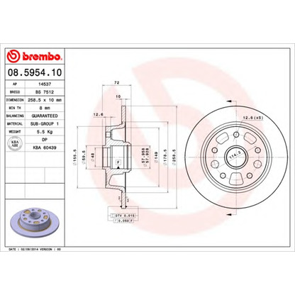 Фото Тормозной диск BREMBO 08595410