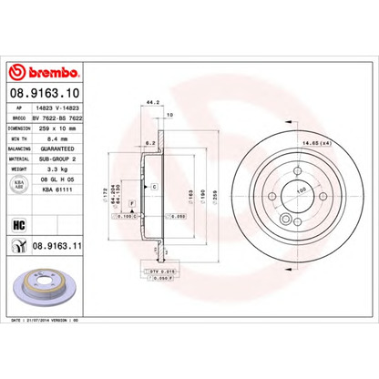 Foto Disco de freno BREMBO 08916311