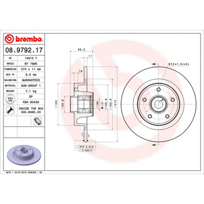 Foto Disco de freno BREMBO 08979217