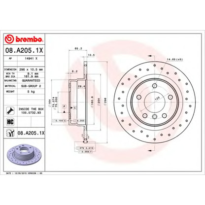 Foto Bremsscheibe BREMBO 08A2051X