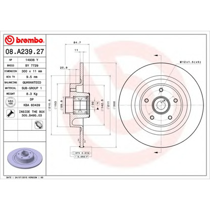 Zdjęcie Tarcza hamulcowa BREMBO 08A23927