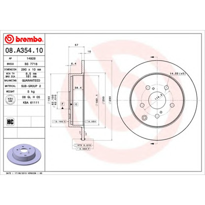 Фото Тормозной диск BREMBO 08A35410