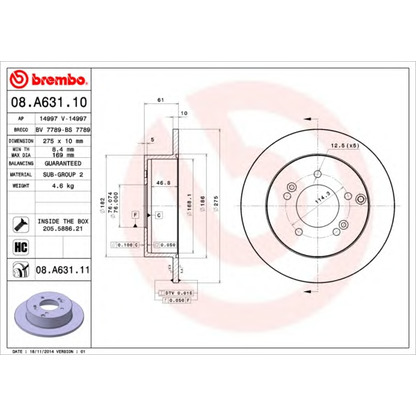 Zdjęcie Tarcza hamulcowa BREMBO 08A63110