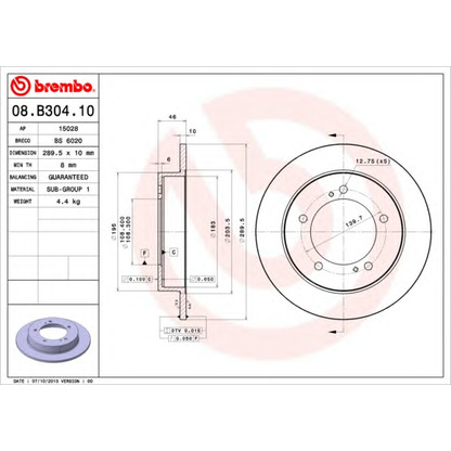 Zdjęcie Tarcza hamulcowa BREMBO 08B30410