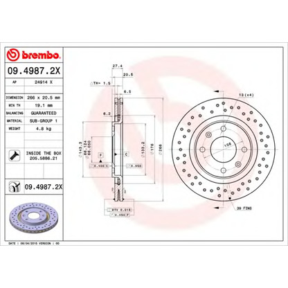 Photo Disque de frein BREMBO 0949872X