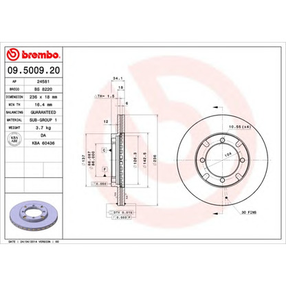 Foto Disco de freno BREMBO 09500920