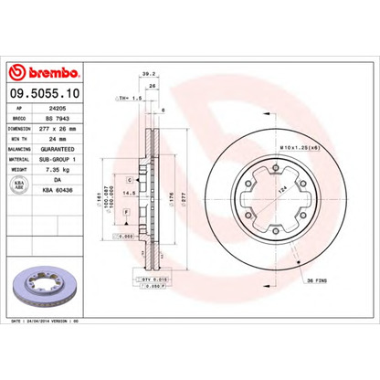 Photo Brake Disc BREMBO 09505510