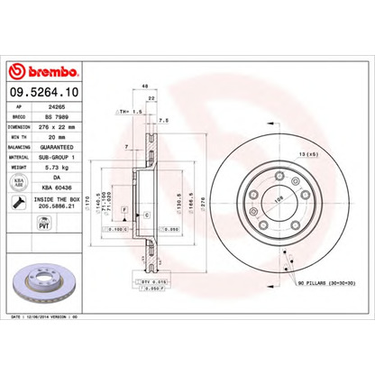 Photo Disque de frein BREMBO 09526410