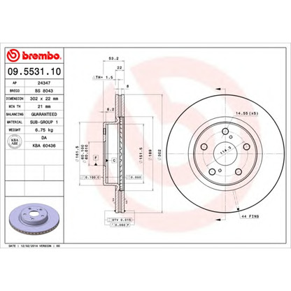 Photo Disque de frein BREMBO 09553110