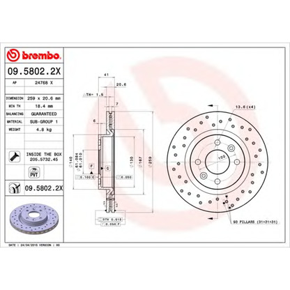 Foto Bremsscheibe BREMBO 0958022X