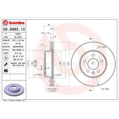 Foto Disco  freno BREMBO 09698310