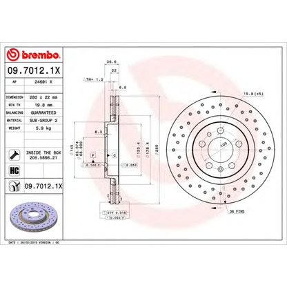 Photo Brake Disc BREMBO 0970121X