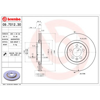 Photo Disque de frein BREMBO 09701230