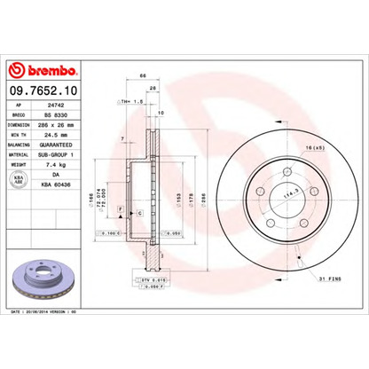 Zdjęcie Tarcza hamulcowa BREMBO 09765210