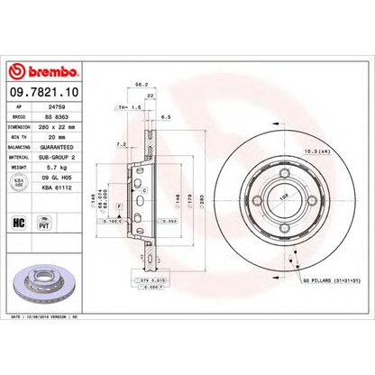 Photo Brake Disc BREMBO 09782110