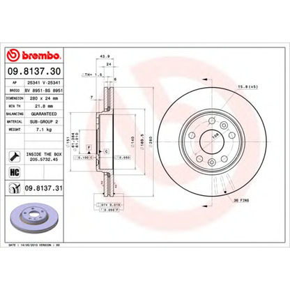 Photo Brake Disc BREMBO 09813731