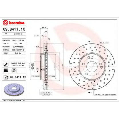 Фото Тормозной диск BREMBO 0984111X