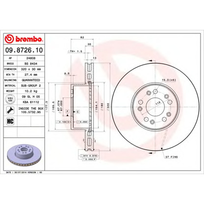 Foto Bremsscheibe BREMBO 09872610