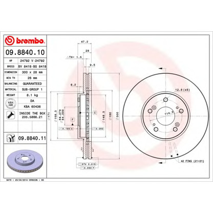 Photo Brake Disc BREMBO 09884011