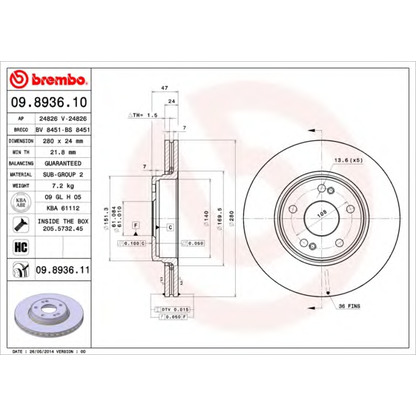 Фото Тормозной диск BREMBO 09893610