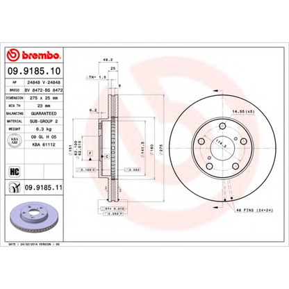 Foto Disco de freno BREMBO 09918511