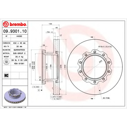 Foto Disco de freno BREMBO 09930110