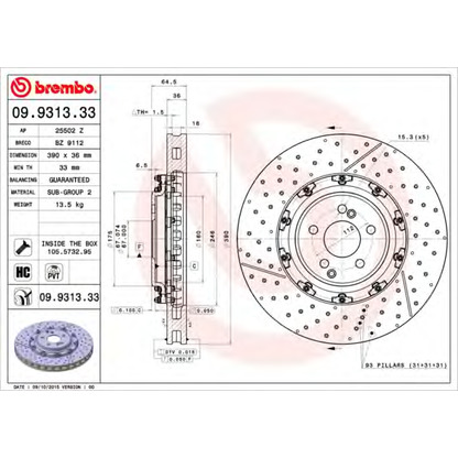 Photo Disque de frein BREMBO 09931333