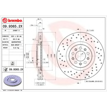 Foto Disco  freno BREMBO 0993652X