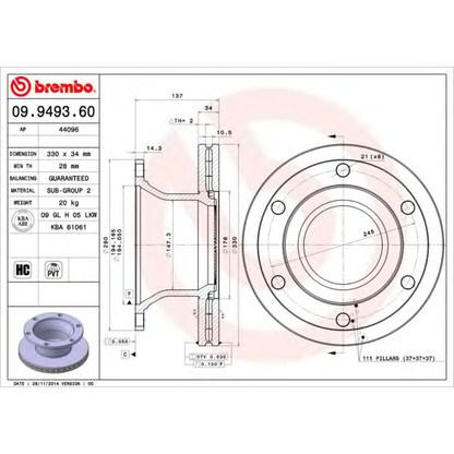 Foto Bremsscheibe BREMBO 09949360