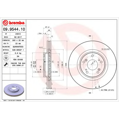 Foto Bremsscheibe BREMBO 09954410