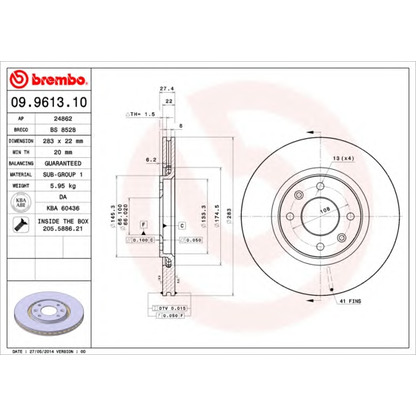 Photo Disque de frein BREMBO 09961310