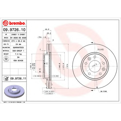 Foto Disco de freno BREMBO 09972610