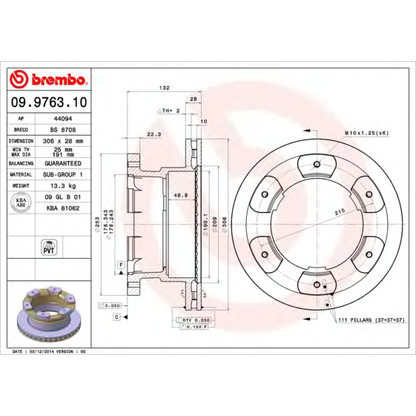 Photo Disque de frein BREMBO 09976310