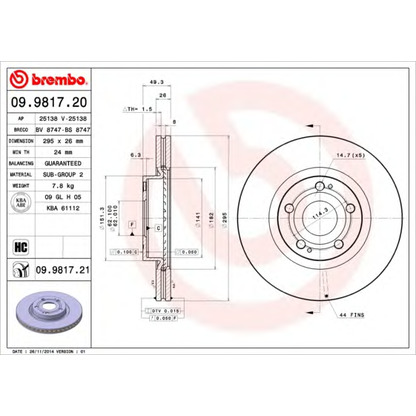 Foto Bremsscheibe BREMBO 09981720