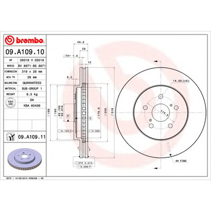 Фото Тормозной диск BREMBO 09A10910