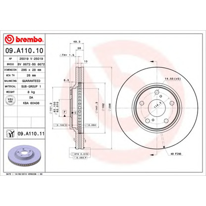 Zdjęcie Tarcza hamulcowa BREMBO 09A11010