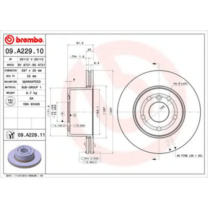 Фото Тормозной диск BREMBO 09A22910