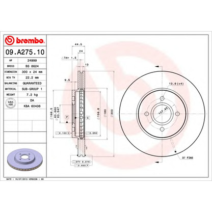 Photo Brake Disc BREMBO 09A27510