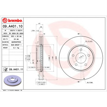 Foto Disco de freno BREMBO 09A40110