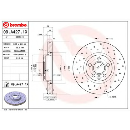 Photo Brake Disc BREMBO 09A4271X